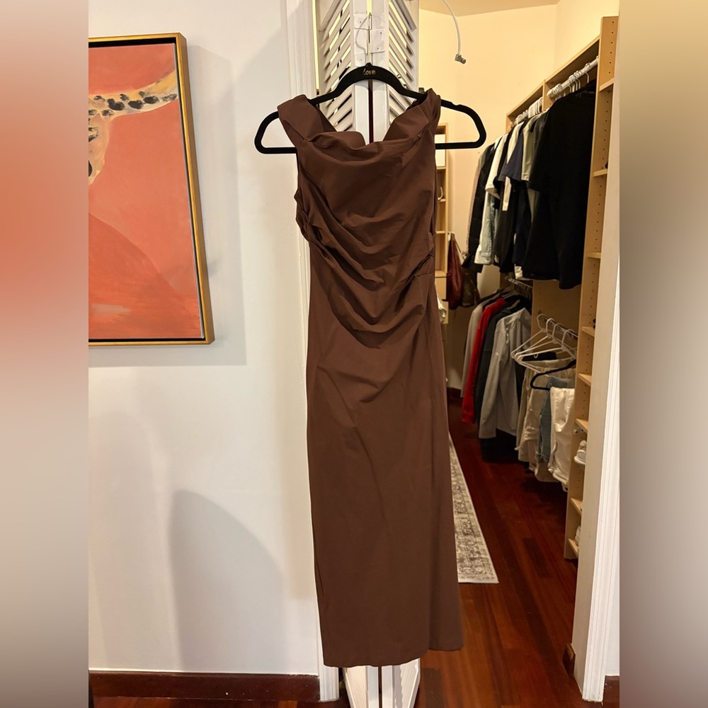 Mango Strapless Brown Dress